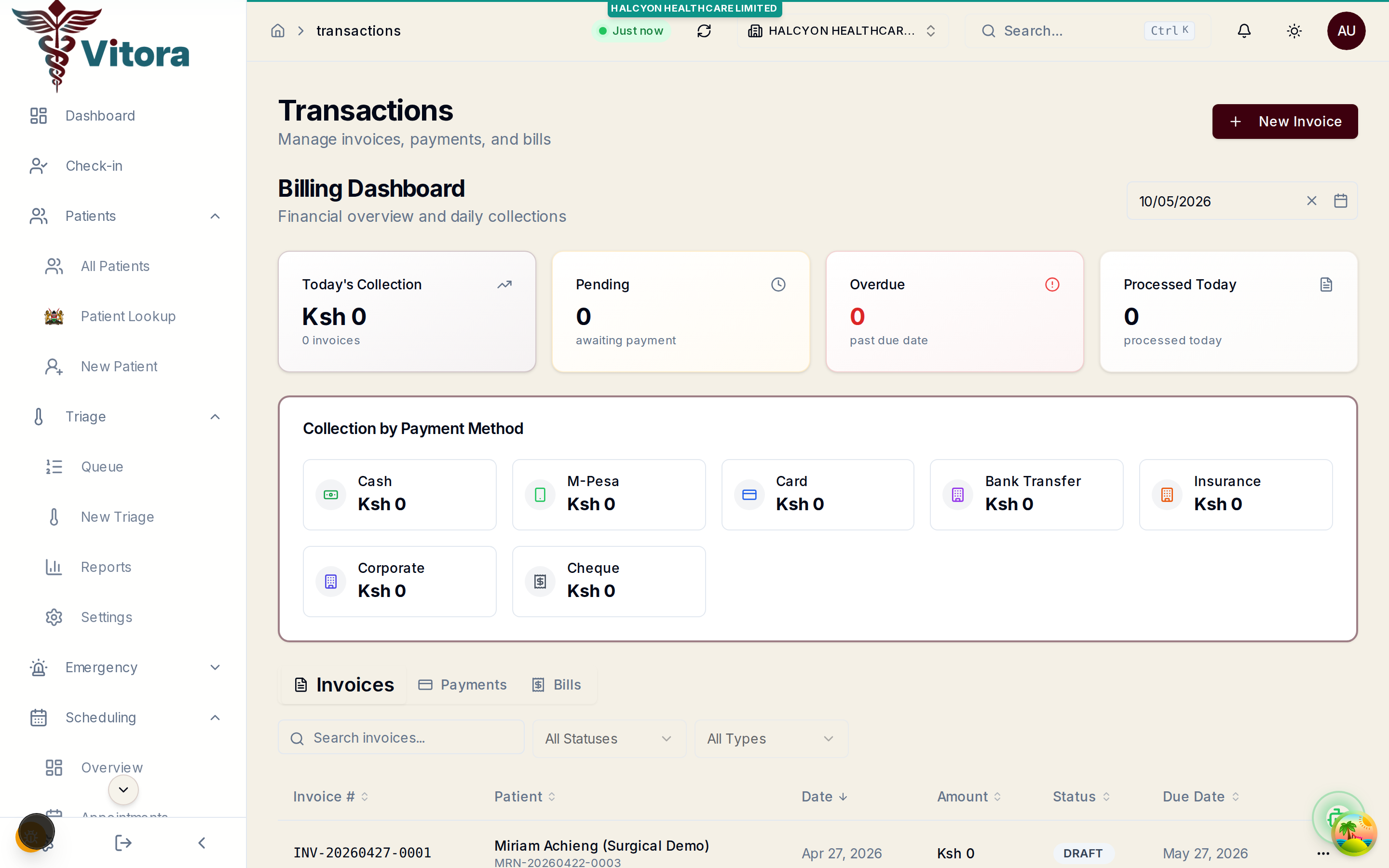 Billing module with invoicing and payments